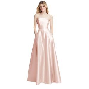 ALFRED SUNG Pink Strapless Maxi Dress
